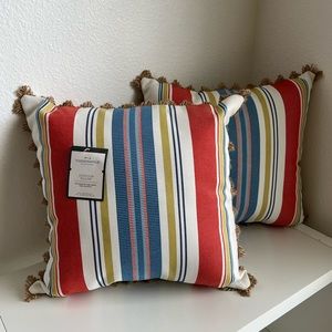 Threshold Striped Outdoor Patio Deck Pillows - Set of 2, NWT